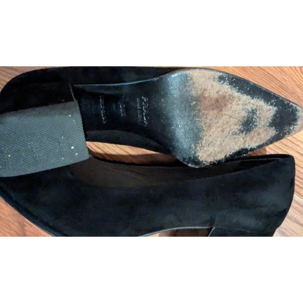 Prada Block Heel Pumps 38.5 Black Suede Pointed Toe Made in Italy Luxury Classic - Picture 5 of 16